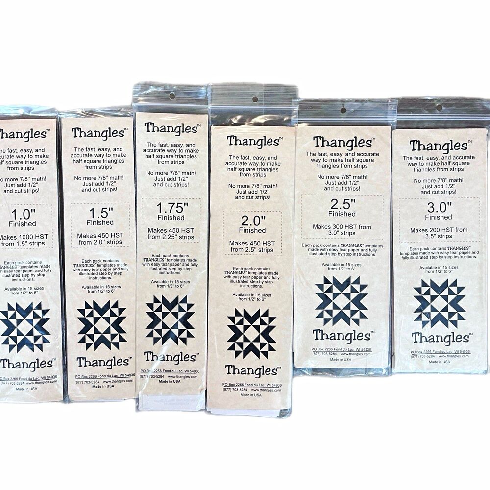 Thangles Half Square Triangle Quilting Easy Tear Template Lot of (6) 1”-3” READ